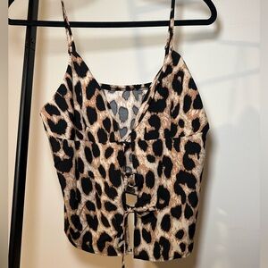 Leopard Print Tie Up Going Out Top